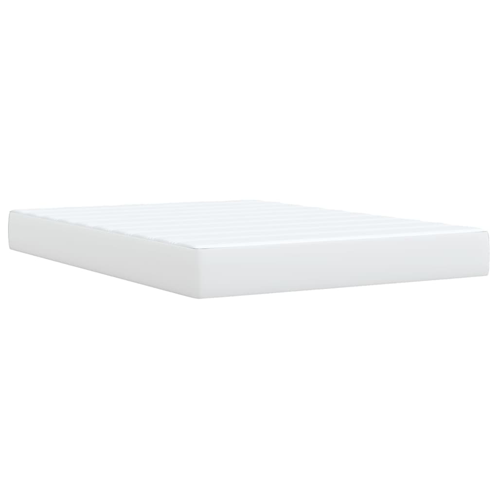 vidaXL Κρεβάτι Boxspring με Στρώμα Λευκό 140x190εκ.από Συνθετικό Δέρμα