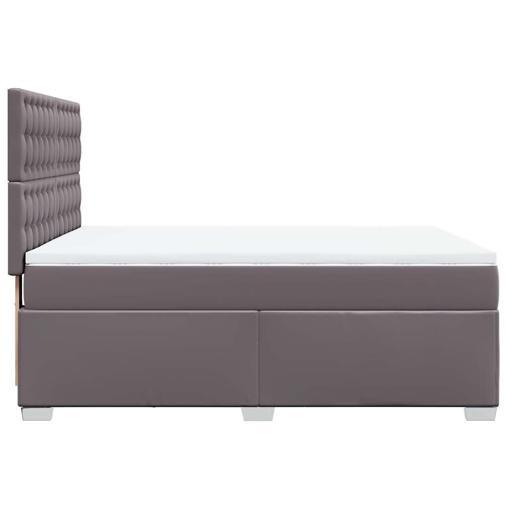 vidaXL Κρεβάτι Boxspring με Στρώμα Γκρι 140x190εκ. από Συνθετικό Δέρμα