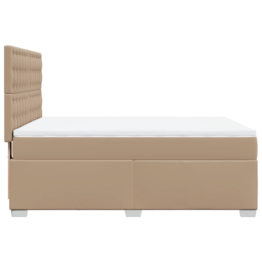 vidaXL Κρεβάτι Boxspring με Στρώμα Καπουτσίνο 140x190εκ.από Συνθ.Δέρμα