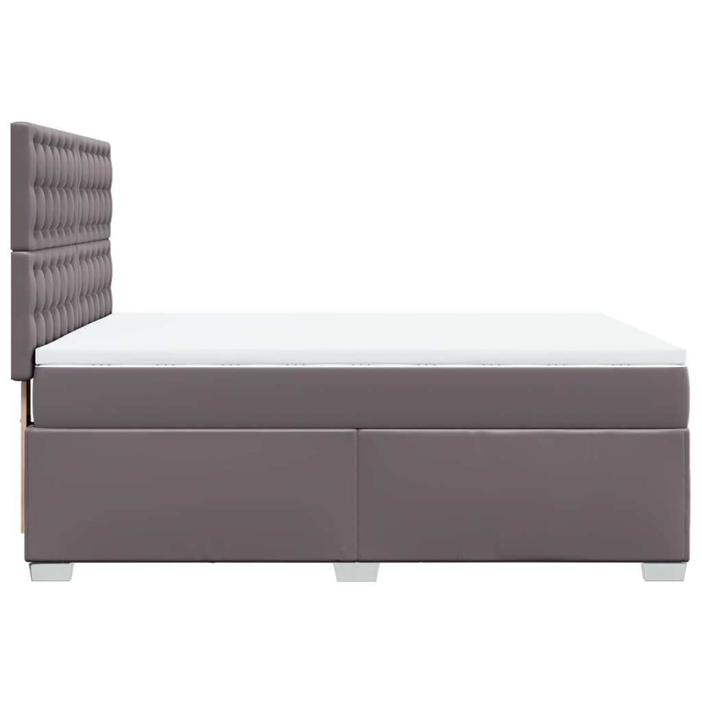 vidaXL Κρεβάτι Boxspring με Στρώμα Γκρι 140x200εκ. από Συνθετικό Δέρμα