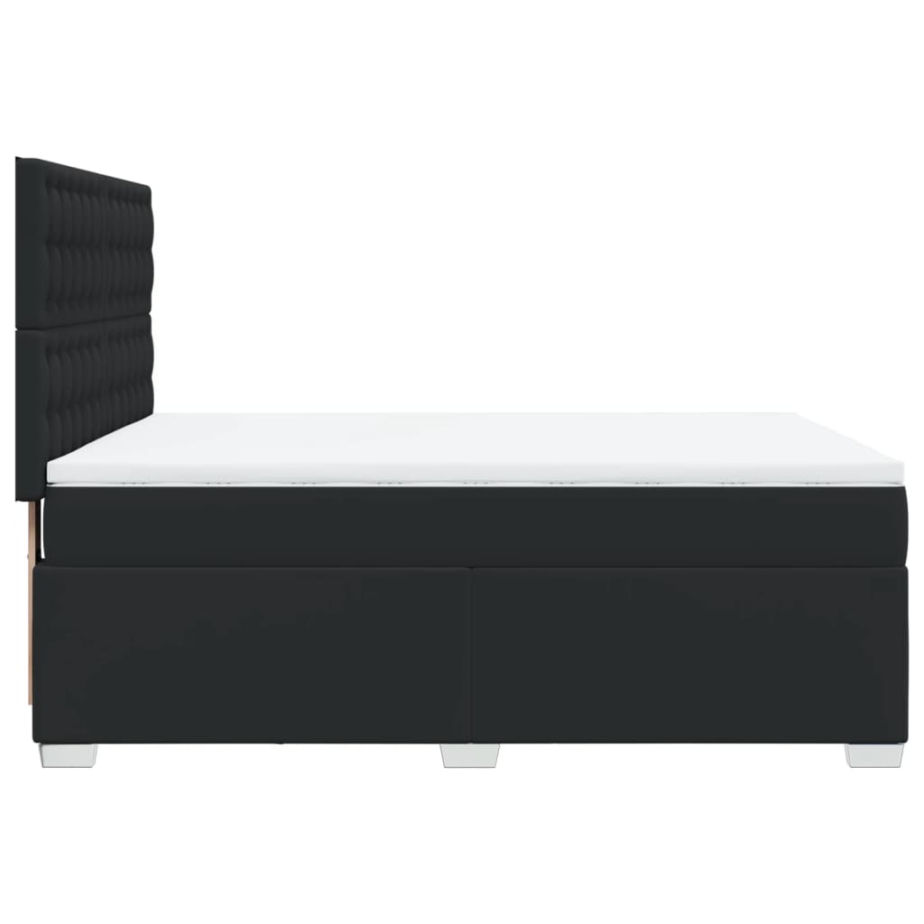 vidaXL Κρεβάτι Boxspring με Στρώμα Μαύρο 160x200εκ.από Συνθετικό Δέρμα