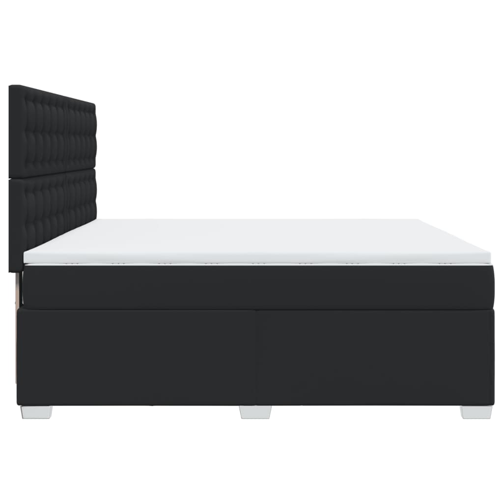 vidaXL Κρεβάτι Boxspring με Στρώμα Μαύρο 180x200εκ.από Συνθετικό Δέρμα
