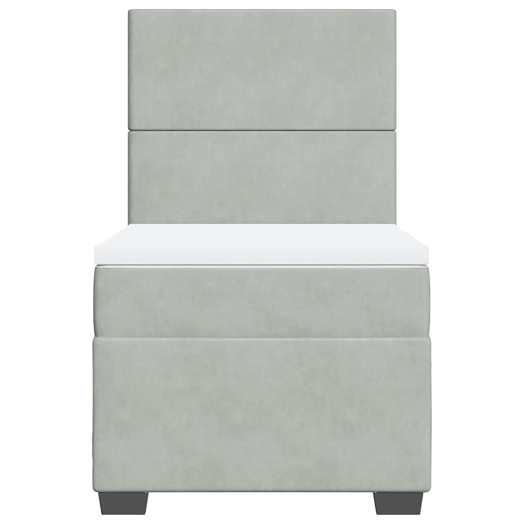 vidaXL Κρεβάτι Boxspring με Στρώμα Ανοιχτό Γκρι 80x200 εκ. Βελούδινο