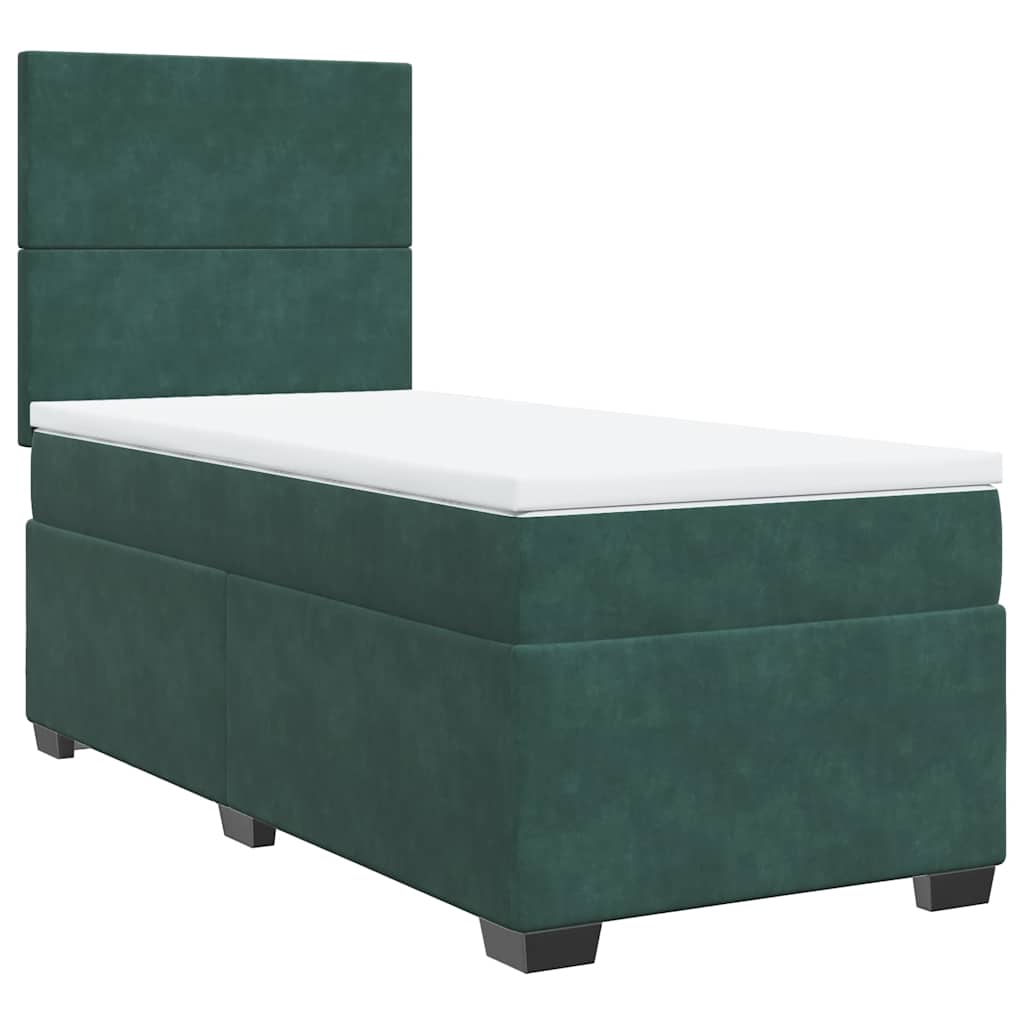 vidaXL Κρεβάτι Boxspring με Στρώμα Σκούρο Πράσινο 80x200 εκ. Βελούδινο