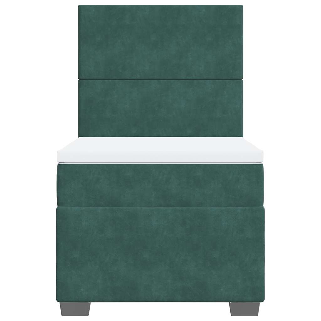 vidaXL Κρεβάτι Boxspring με Στρώμα Σκούρο Πράσινο 80x200 εκ. Βελούδινο