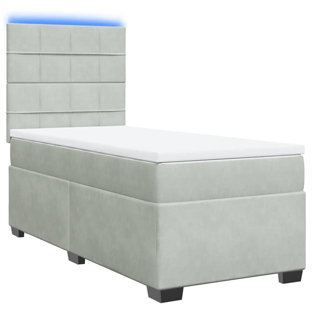 vidaXL Κρεβάτι Boxspring με Στρώμα Ανοιχτό Γκρι 80x200 εκ. Βελούδινο