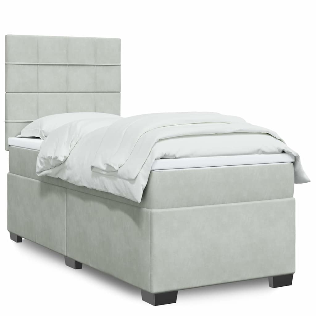 vidaXL Κρεβάτι Boxspring με Στρώμα Ανοιχτό Γκρι 80x200 εκ. Βελούδινο