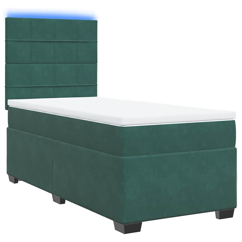 vidaXL Κρεβάτι Boxspring με Στρώμα Σκούρο Πράσινο 80x200 εκ. Βελούδινο