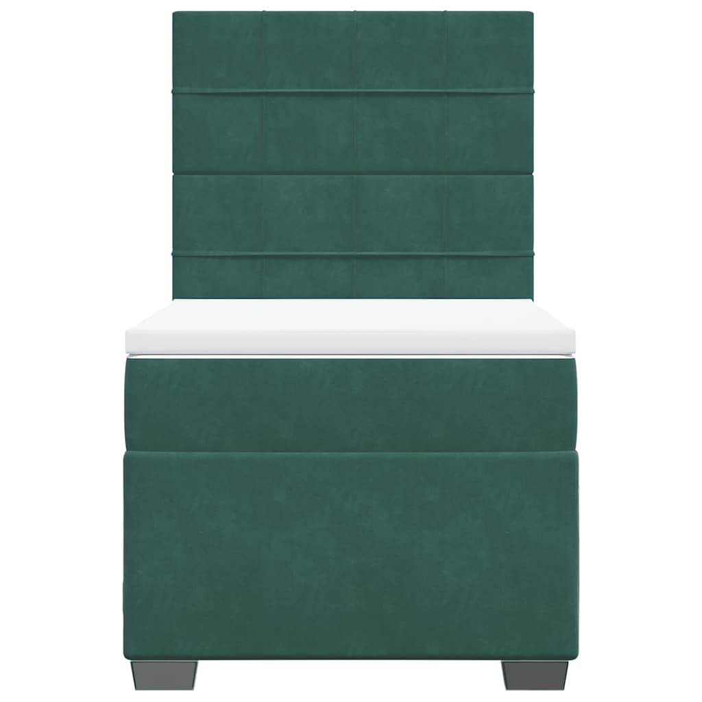 vidaXL Κρεβάτι Boxspring με Στρώμα Σκούρο Πράσινο 80x200 εκ. Βελούδινο