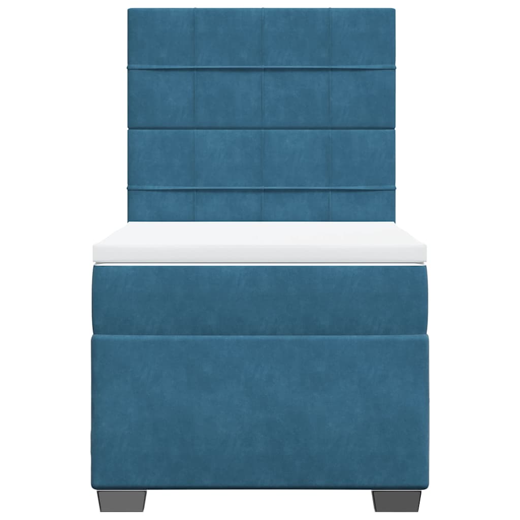 vidaXL Κρεβάτι Boxspring με Στρώμα Μπλε 80 x 200 εκ. Βελούδινο
