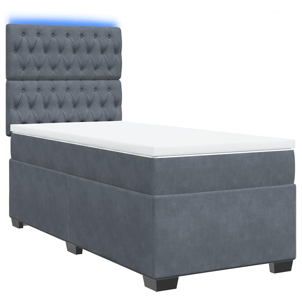 vidaXL Κρεβάτι Boxspring με Στρώμα Σκούρο Γκρι 80x200 εκ. Βελούδινο