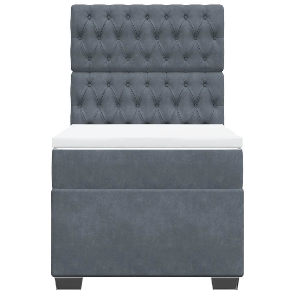 vidaXL Κρεβάτι Boxspring με Στρώμα Σκούρο Γκρι 80x200 εκ. Βελούδινο