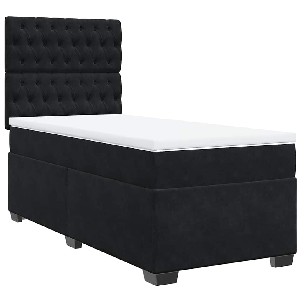 vidaXL Κρεβάτι Boxspring με Στρώμα Μαύρο 80 x 200 εκ. Βελούδινο