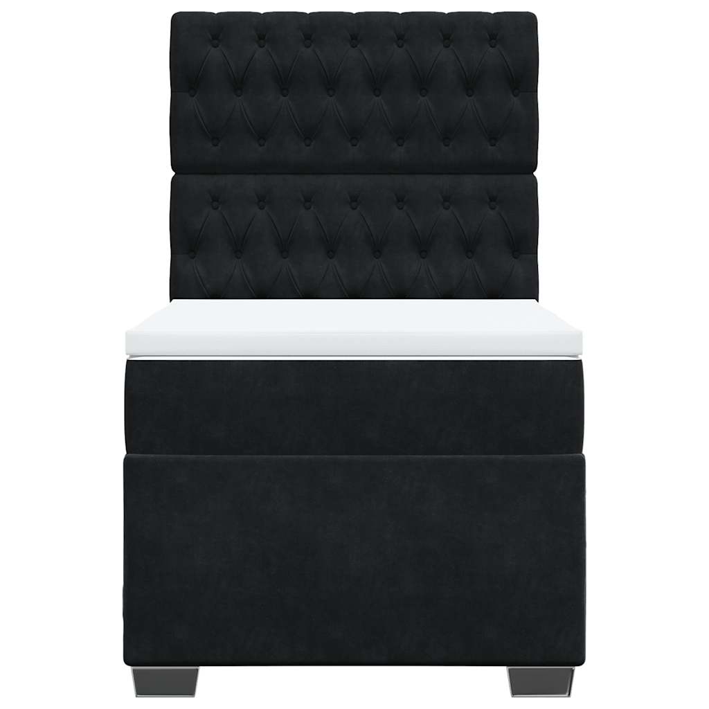 vidaXL Κρεβάτι Boxspring με Στρώμα Μαύρο 80 x 200 εκ. Βελούδινο