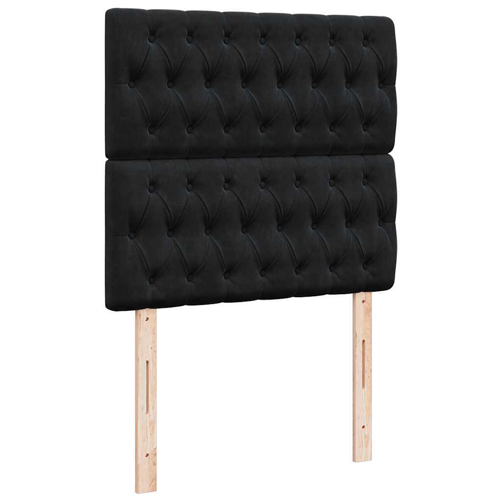 vidaXL Κρεβάτι Boxspring με Στρώμα Μαύρο 80 x 200 εκ. Βελούδινο