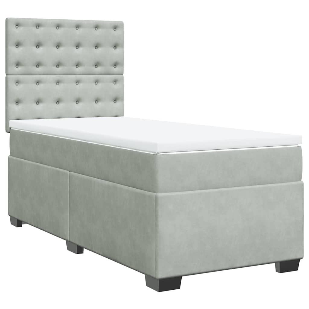 vidaXL Κρεβάτι Boxspring με Στρώμα Ανοιχτό Γκρι 80x200 εκ. Βελούδινο