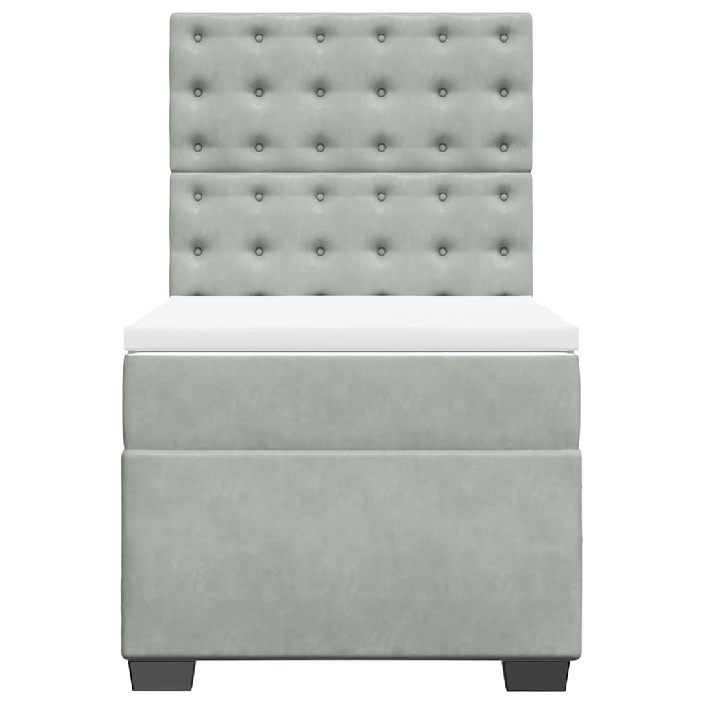 vidaXL Κρεβάτι Boxspring με Στρώμα Ανοιχτό Γκρι 80x200 εκ. Βελούδινο