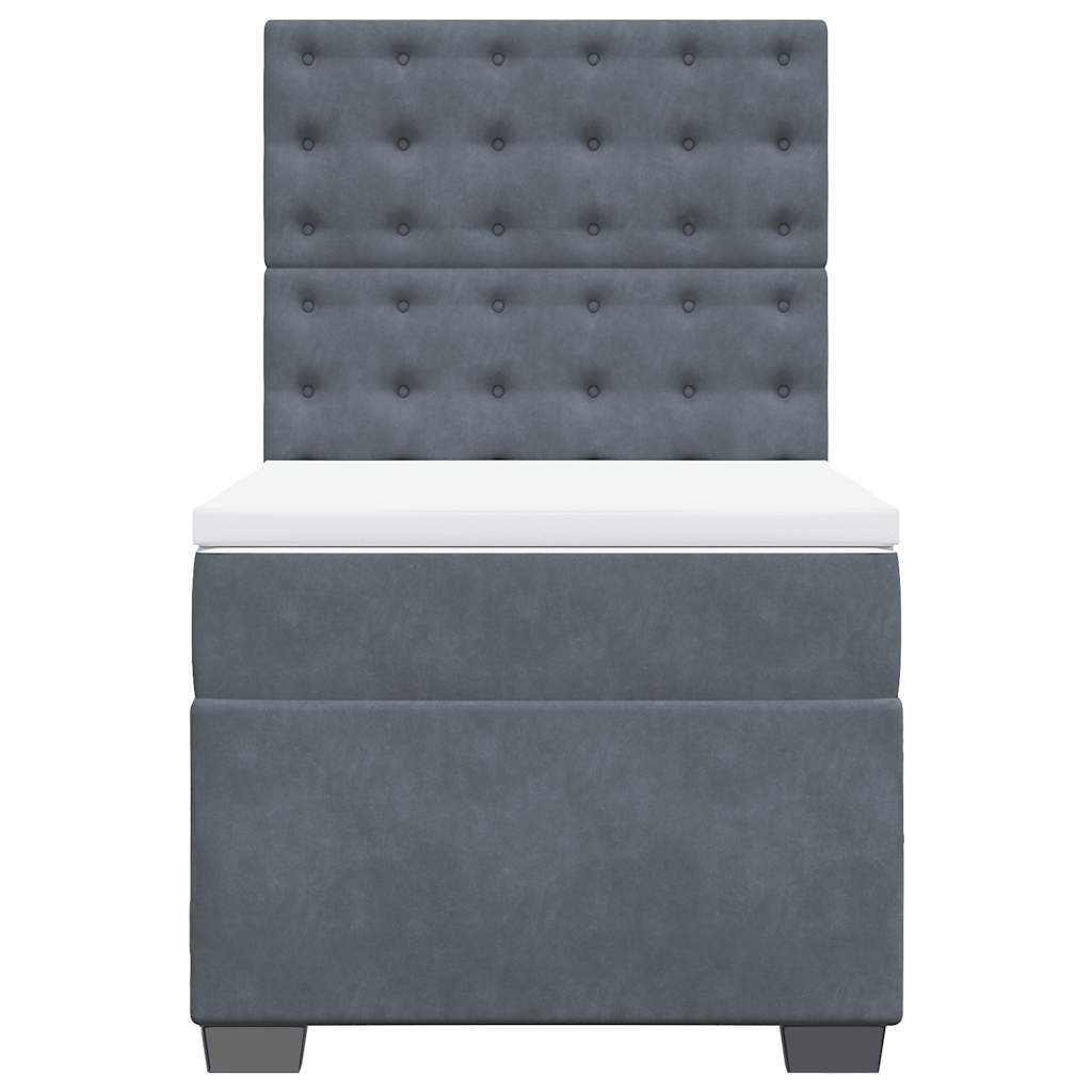 vidaXL Κρεβάτι Boxspring με Στρώμα Σκούρο Γκρι 80x200 εκ. Βελούδινο