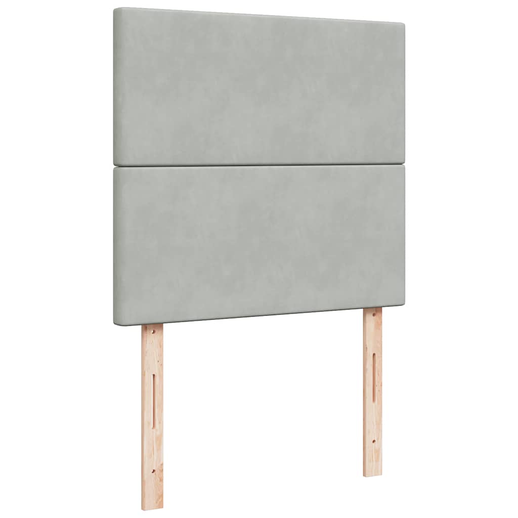 vidaXL Κρεβάτι Boxspring με Στρώμα Ανοιχτό Γκρι 90x190 εκ. Βελούδινο