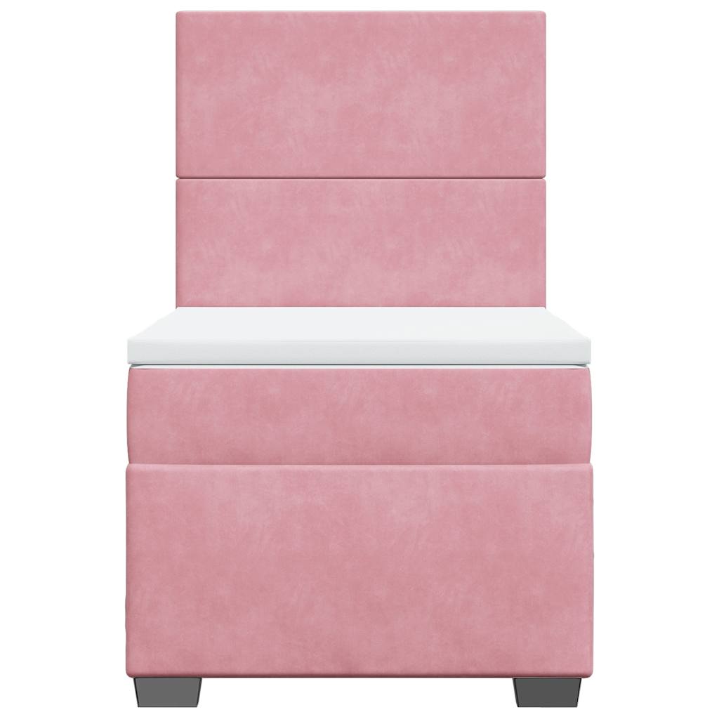 vidaXL Κρεβάτι Boxspring με Στρώμα Ροζ 90x190 εκ. Βελούδινο