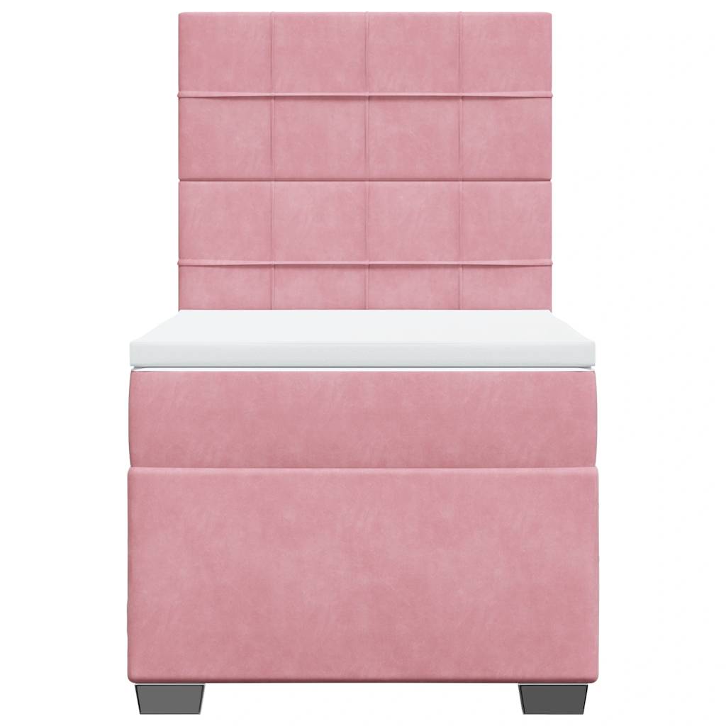 vidaXL Κρεβάτι Boxspring με Στρώμα Ροζ 90x190 εκ. Βελούδινο