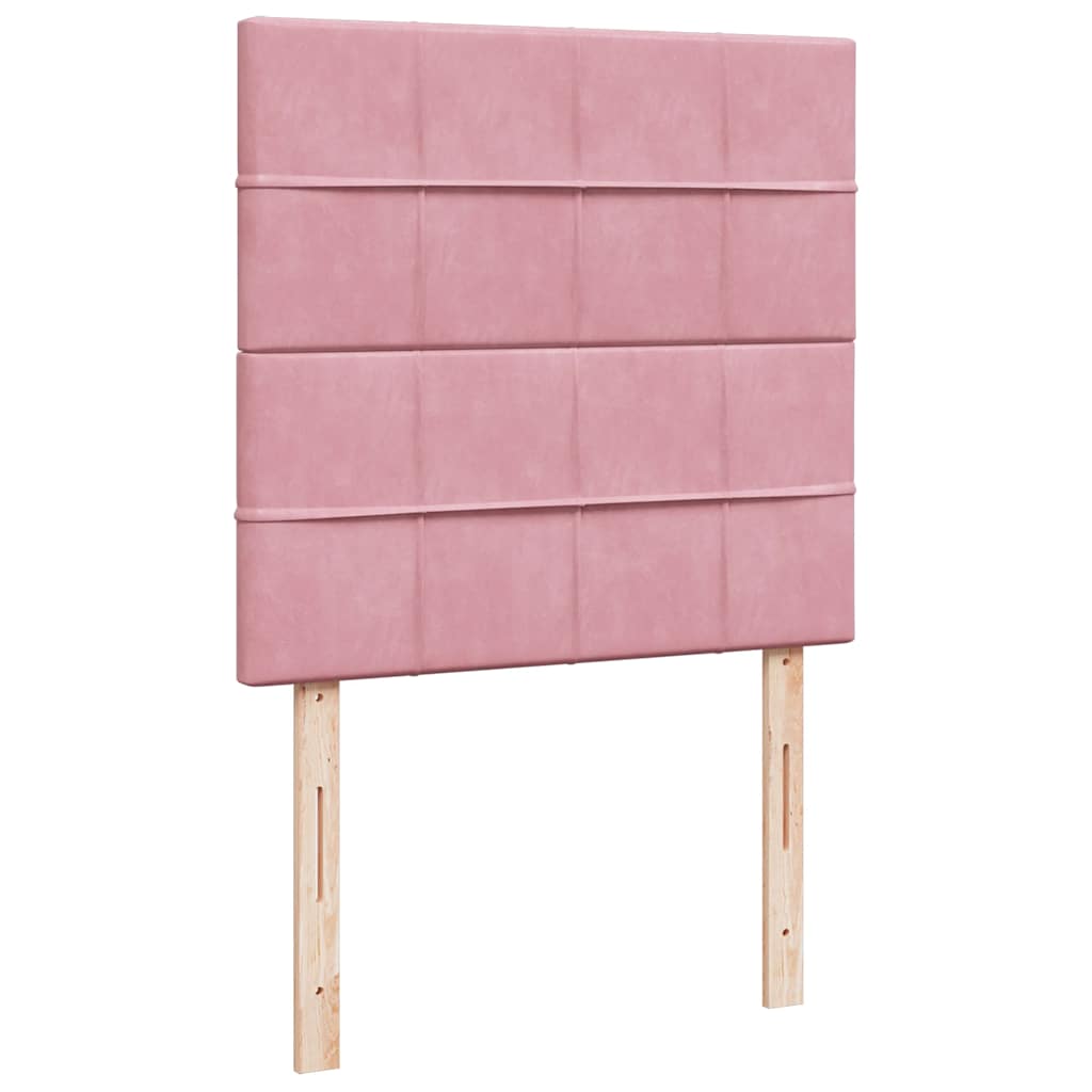 vidaXL Κρεβάτι Boxspring με Στρώμα Ροζ 90x190 εκ. Βελούδινο