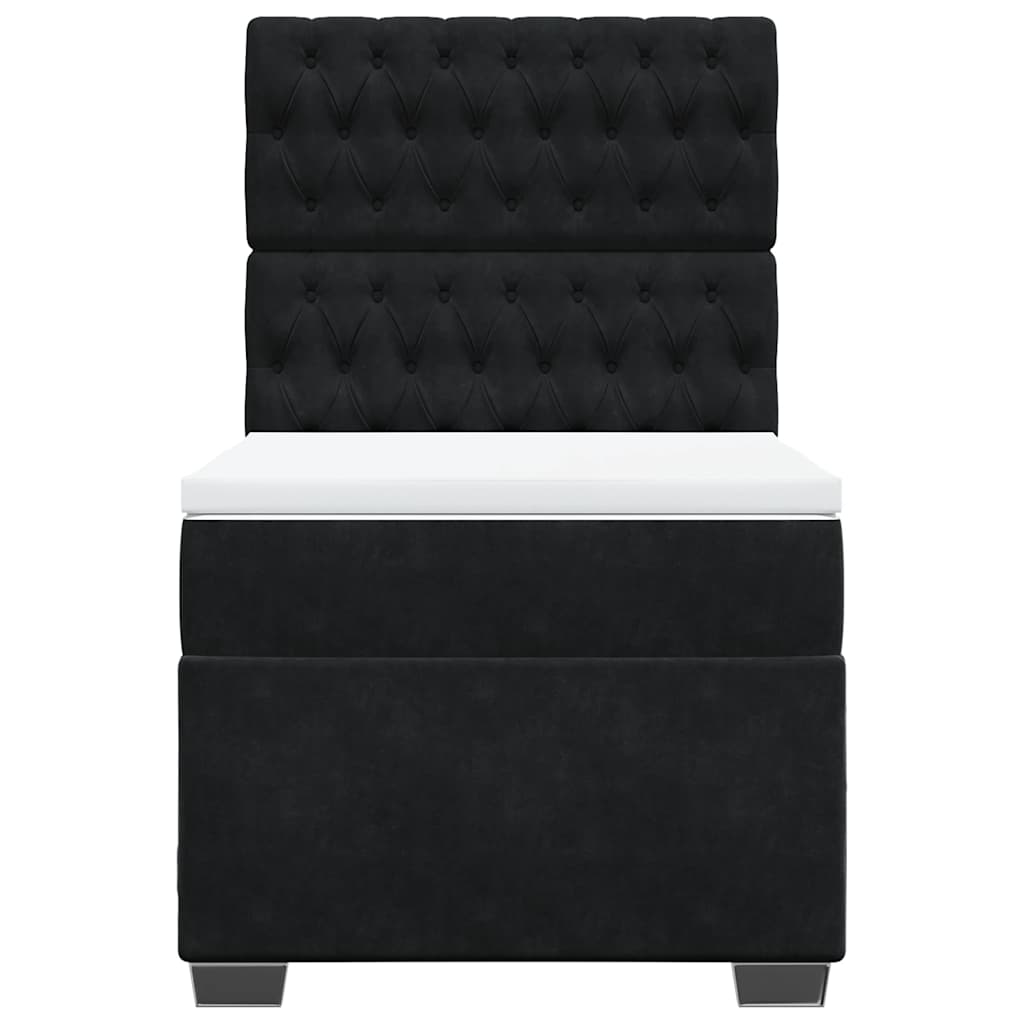 vidaXL Κρεβάτι Boxspring με Στρώμα Μαύρο 90x190 εκ. Βελούδινο