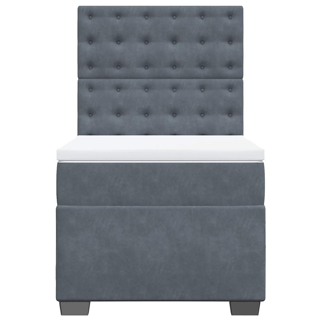 vidaXL Κρεβάτι Boxspring με Στρώμα Σκούρο Γκρι 90x190 εκ. Βελούδινο