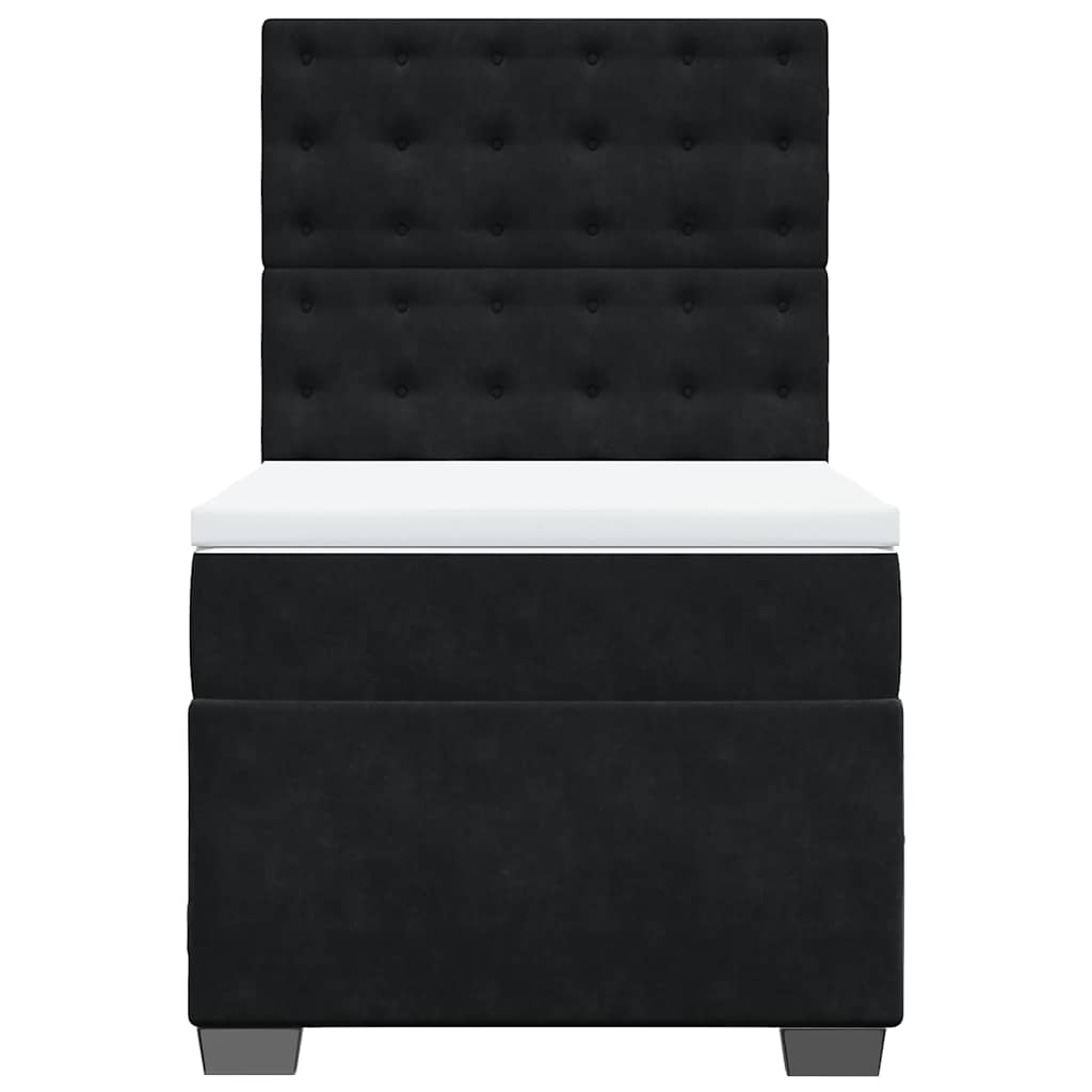 vidaXL Κρεβάτι Boxspring με Στρώμα Μαύρο 90x190 εκ. Βελούδινο