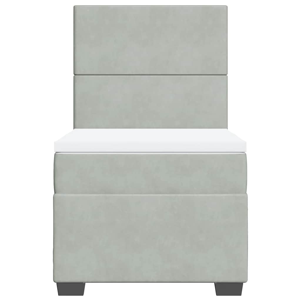 vidaXL Κρεβάτι Boxspring με Στρώμα Ανοιχτό Γκρι 90x200 εκ. Βελούδινο