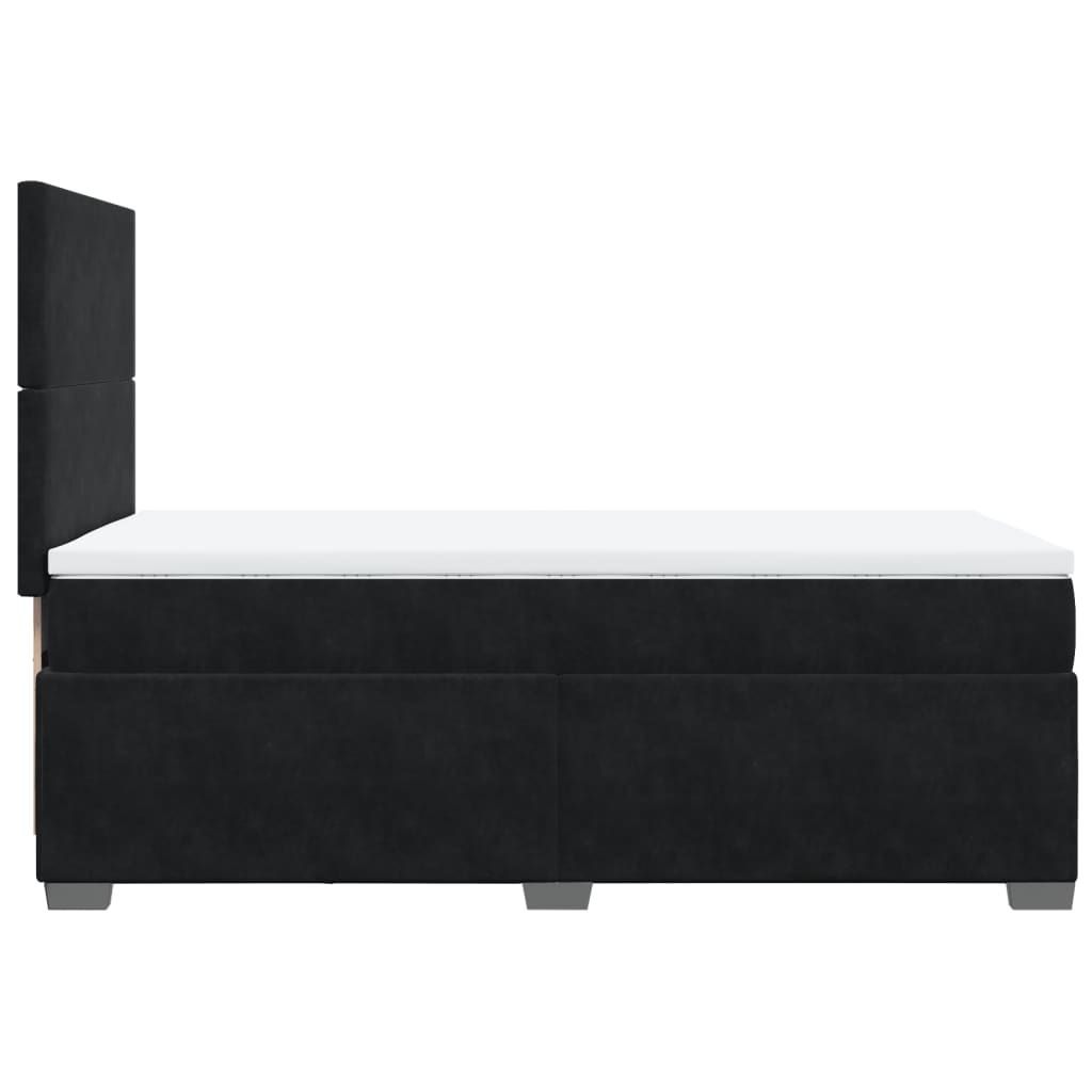 vidaXL Κρεβάτι Boxspring με Στρώμα Μαύρο 90x200 εκ. Βελούδινο