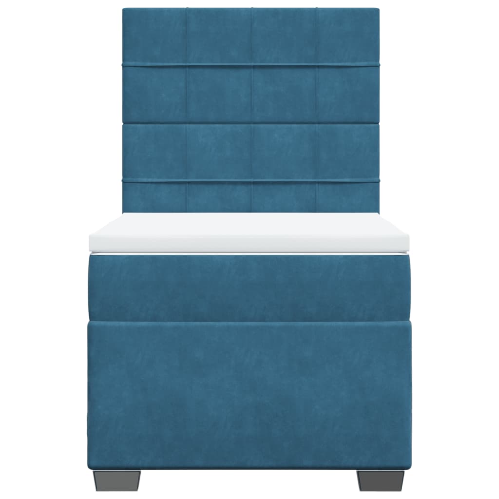 vidaXL Κρεβάτι Boxspring με Στρώμα Μπλε 90x200 εκ. Βελούδινο