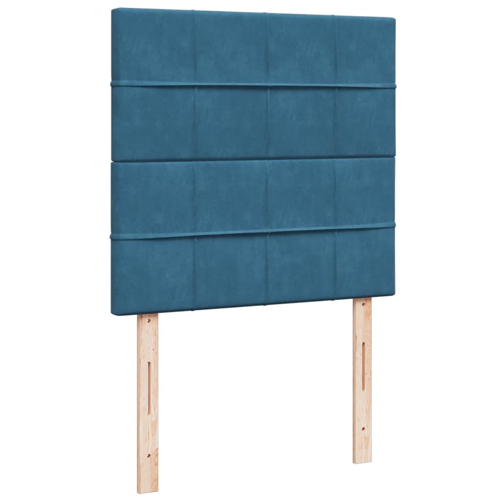 vidaXL Κρεβάτι Boxspring με Στρώμα Μπλε 90x200 εκ. Βελούδινο