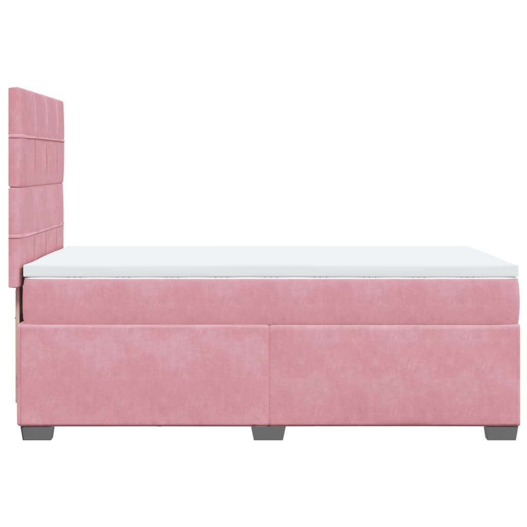 vidaXL Κρεβάτι Boxspring με Στρώμα Ροζ 90x200 εκ. Βελούδινο
