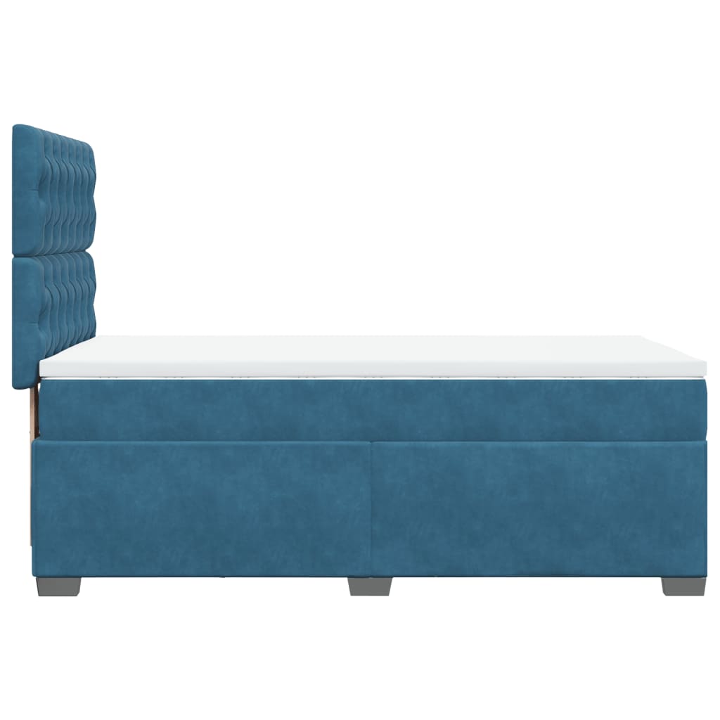 vidaXL Κρεβάτι Boxspring με Στρώμα Μπλε 90x200 εκ. Βελούδινο