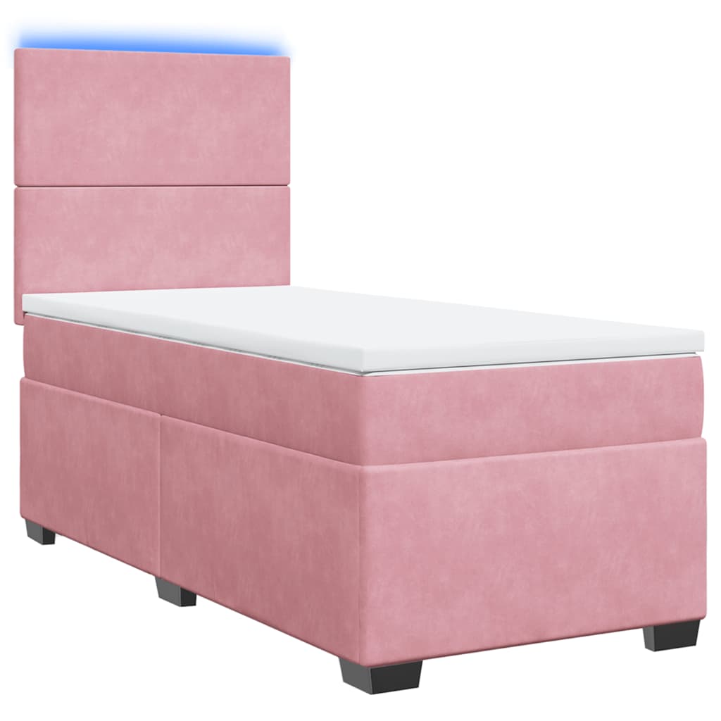 vidaXL Κρεβάτι Boxspring με Στρώμα Ροζ 100x200 εκ. Βελούδινο