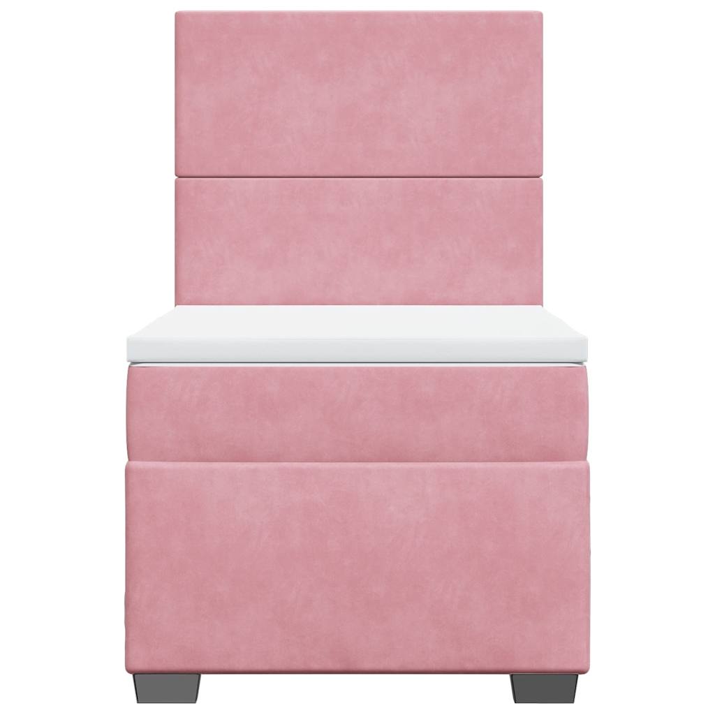 vidaXL Κρεβάτι Boxspring με Στρώμα Ροζ 100x200 εκ. Βελούδινο