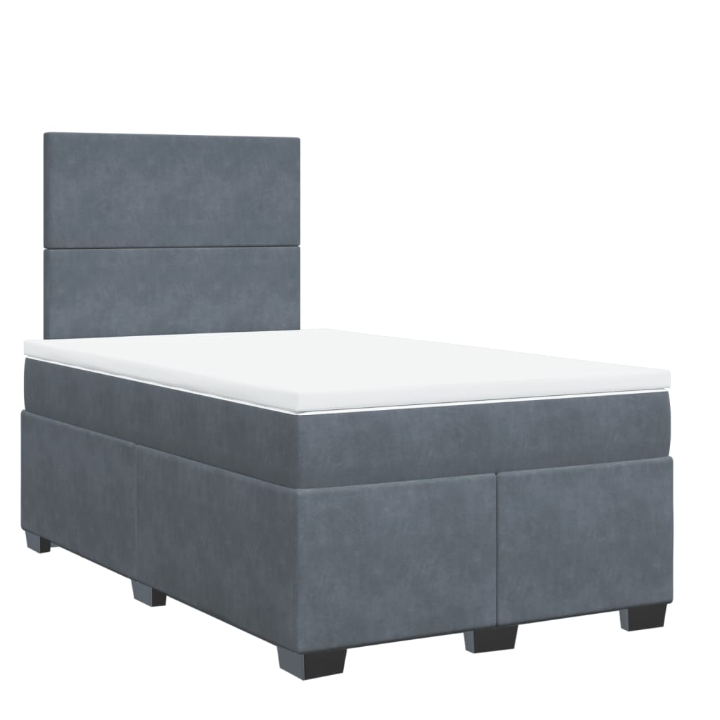 vidaXL Κρεβάτι Boxspring με Στρώμα Σκούρο Γκρι 120x190 εκ. Βελούδινο