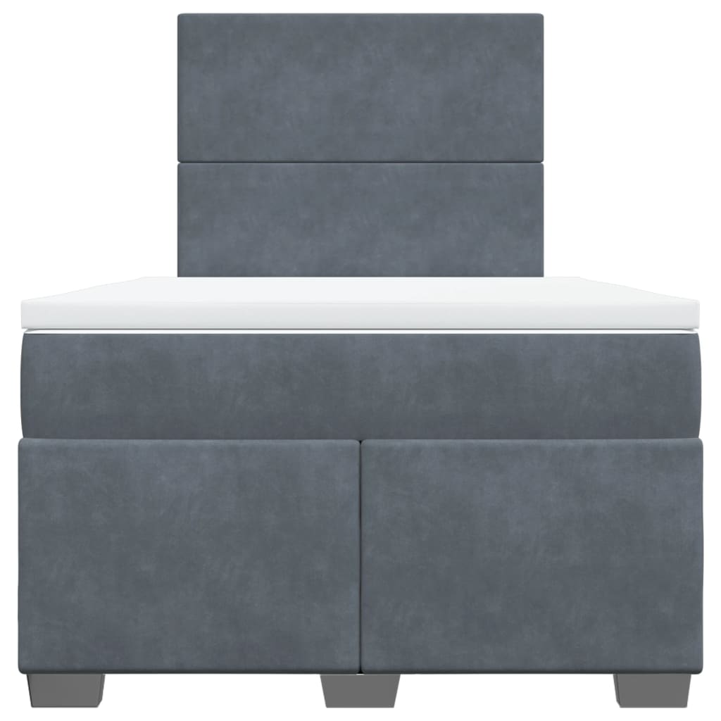 vidaXL Κρεβάτι Boxspring με Στρώμα Σκούρο Γκρι 120x190 εκ. Βελούδινο