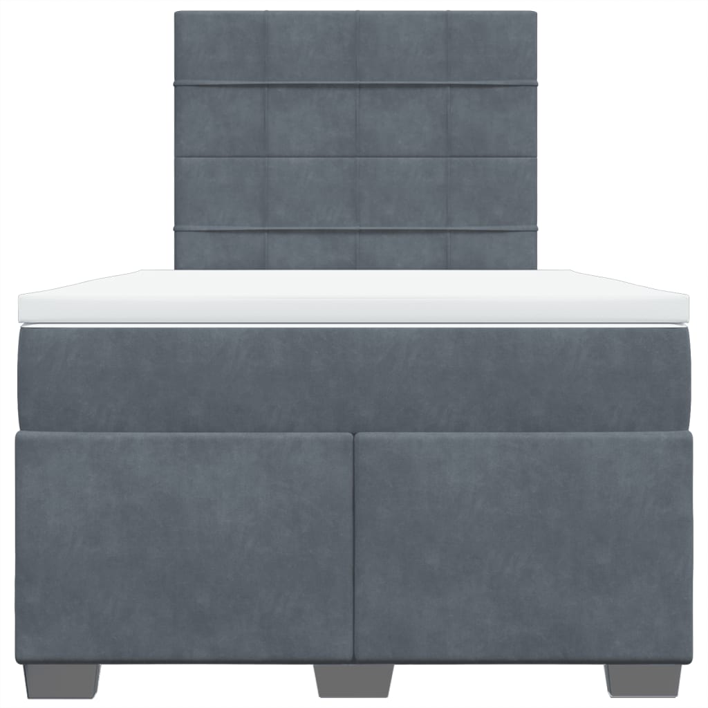 vidaXL Κρεβάτι Boxspring με Στρώμα Σκούρο Γκρι 120x190 εκ. Βελούδινο