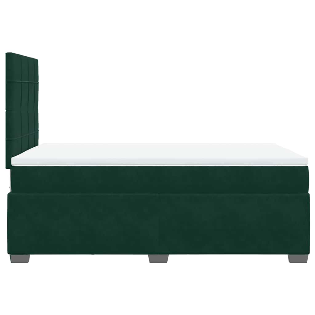 vidaXL Κρεβάτι Boxspring με Στρώμα Σκούρο Πράσινο 120x190εκ. Βελούδινο
