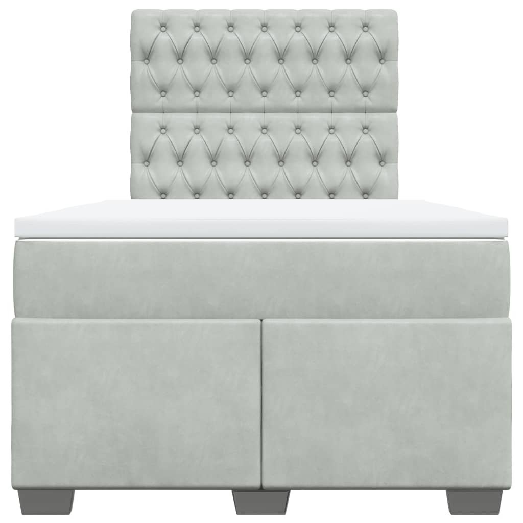 vidaXL Κρεβάτι Boxspring με Στρώμα Ανοιχτό Γκρι 120x190 εκ. Βελούδινο