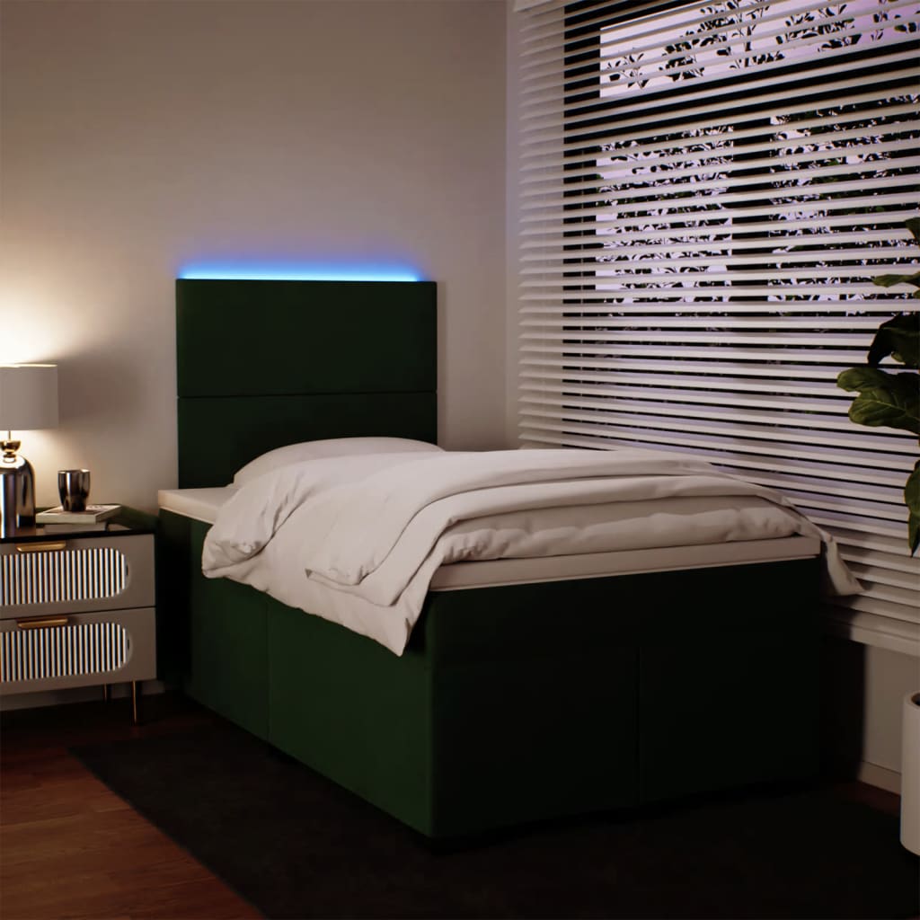 vidaXL Κρεβάτι Boxspring με Στρώμα Σκούρο Πράσινο 120x200εκ. Βελούδινο