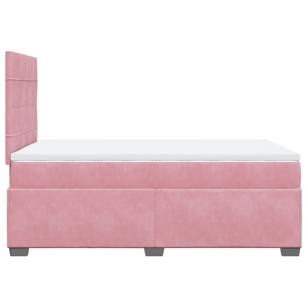 vidaXL Κρεβάτι Boxspring με Στρώμα Ροζ 120x200 εκ. Βελούδινο