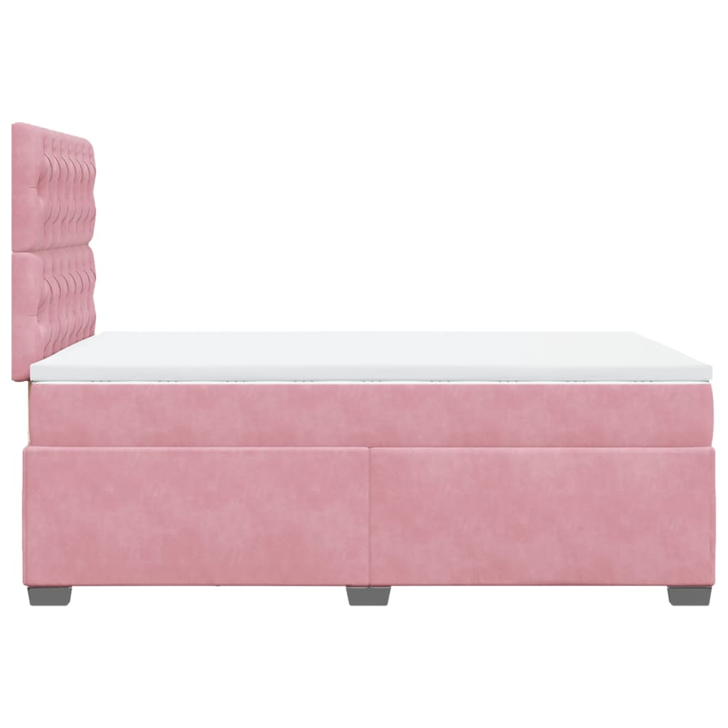 vidaXL Κρεβάτι Boxspring με Στρώμα Ροζ 120x200 εκ. Βελούδινο