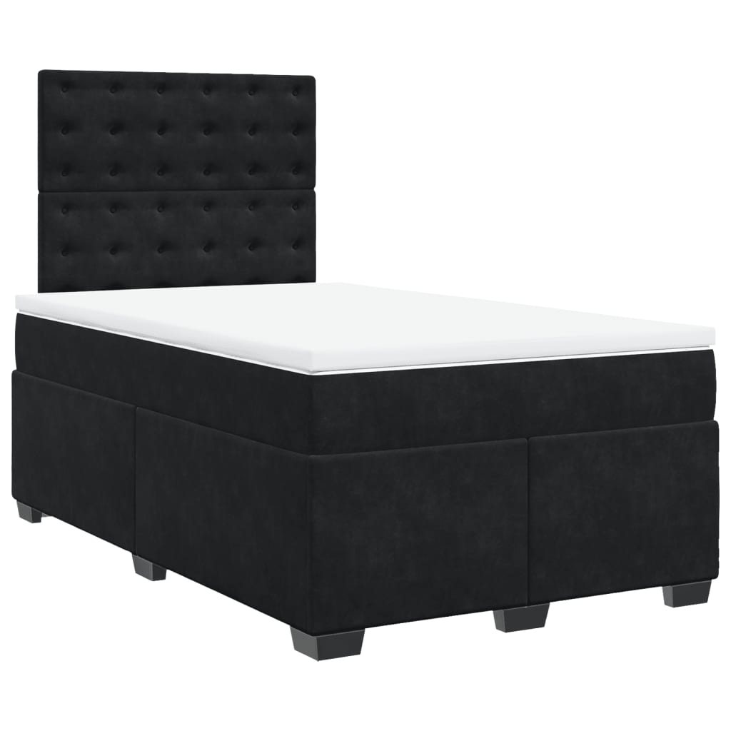 vidaXL Κρεβάτι Boxspring με Στρώμα Μαύρο 120 x 200 εκ. Βελούδινο