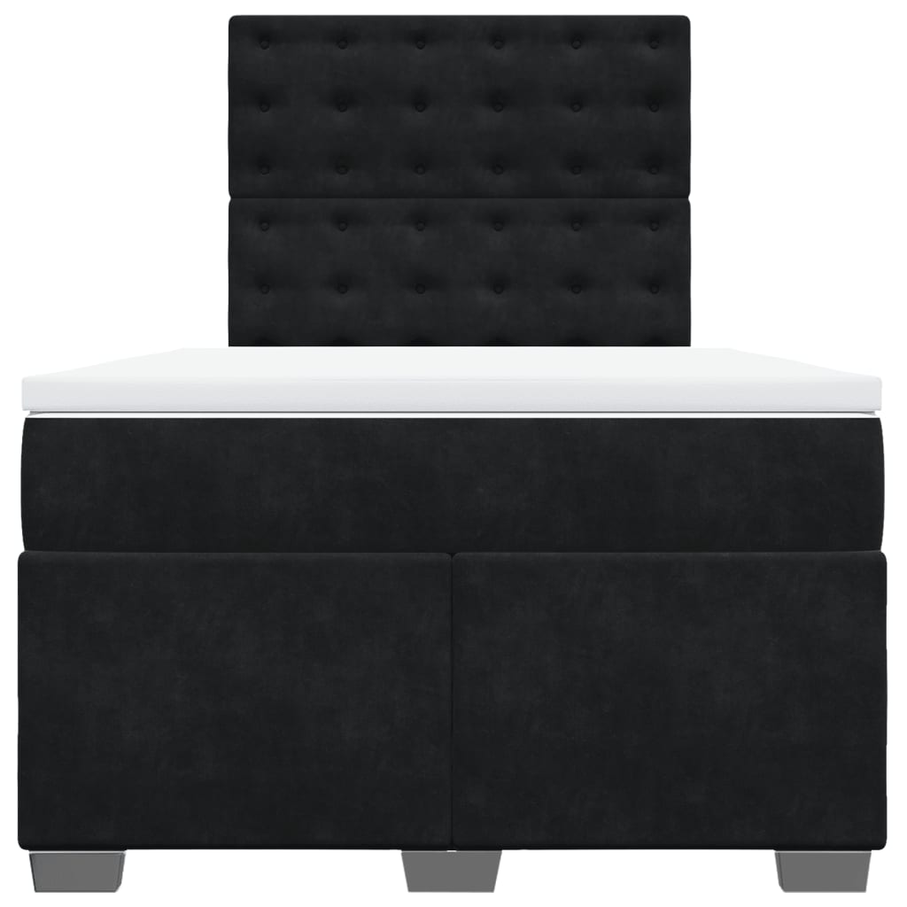vidaXL Κρεβάτι Boxspring με Στρώμα Μαύρο 120 x 200 εκ. Βελούδινο