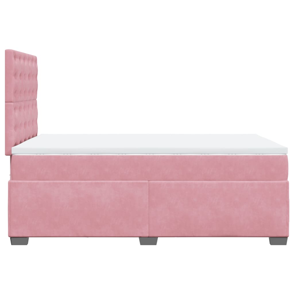 vidaXL Κρεβάτι Boxspring με Στρώμα Ροζ 120x200 εκ. Βελούδινο