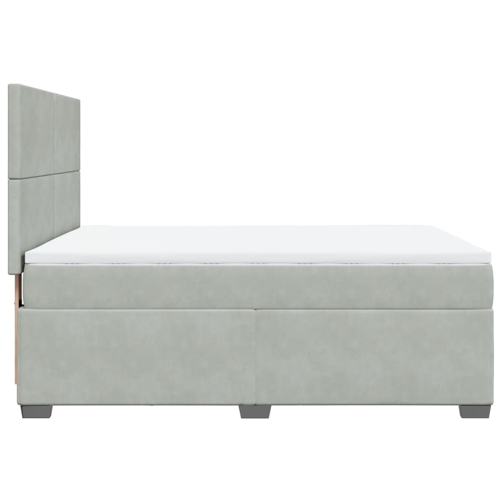 vidaXL Κρεβάτι Boxspring με Στρώμα Ανοιχτό Γκρι 140x190 εκ. Βελούδινο