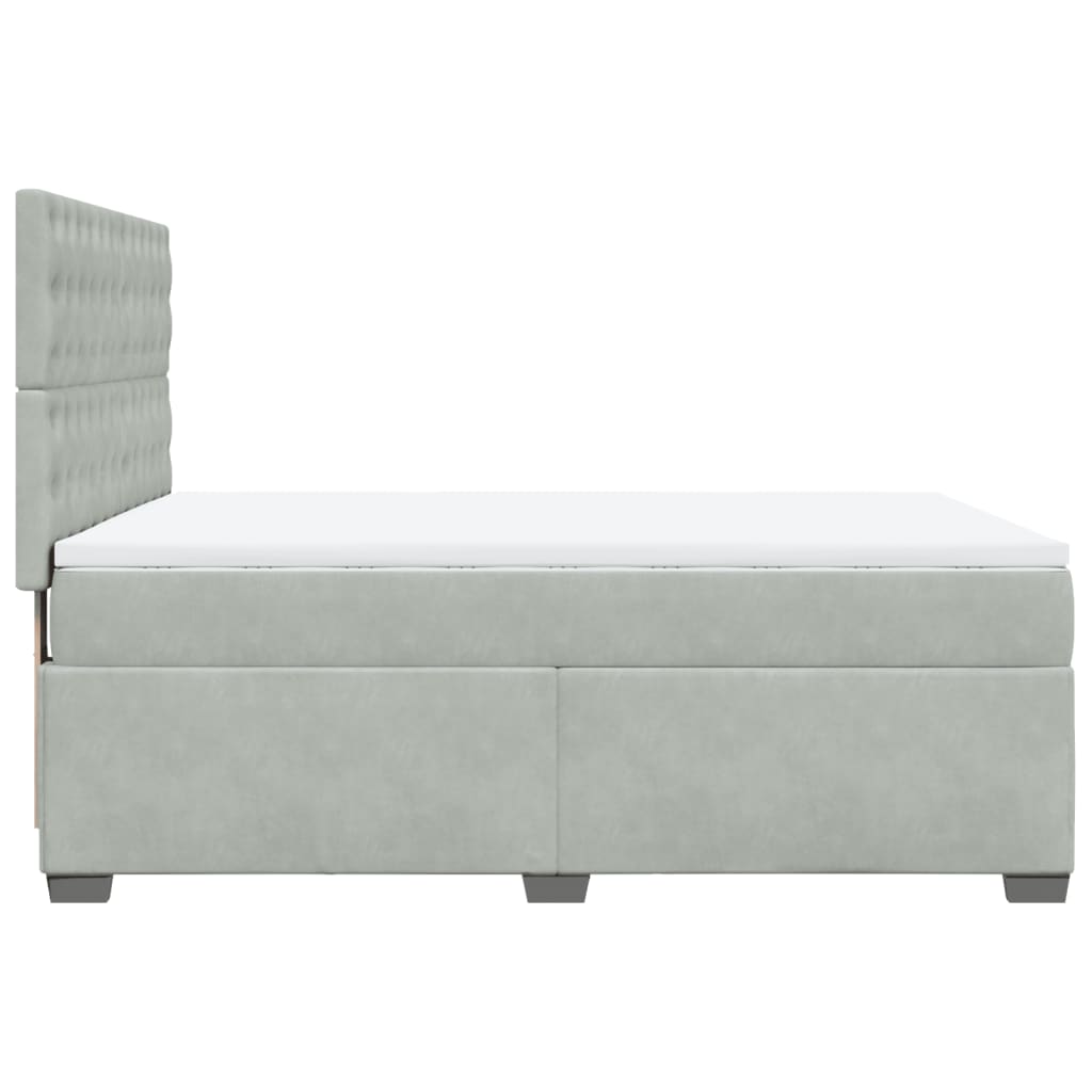 vidaXL Κρεβάτι Boxspring με Στρώμα Ανοιχτό Γκρι 140x190 εκ. Βελούδινο
